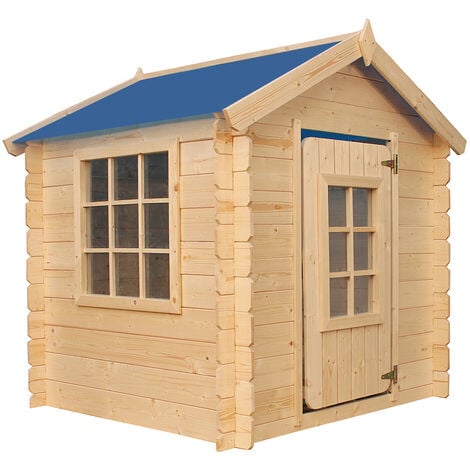 Cabane en bois pour enfants - abri de jardin pour extérieur / pour intérieur - ép. 13 mm (3 coloris au choix)- Bois naturel non traité- TIMBELA M570
