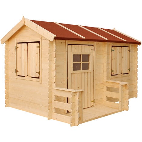 Cabane enfant exterieur 2.63m2 - Maisonnette en bois pour enfants - Cabane bois enfant 241x184xH151cm - Maison enfant exterieur - Timbela M503