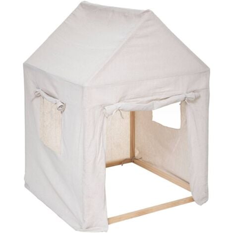 ATMOSPHERA Tenda Safari pour Enfants avec Structure en Bois de Pin, Design Blanc, Tissu en Polyester, Dimensions 77x115 cm