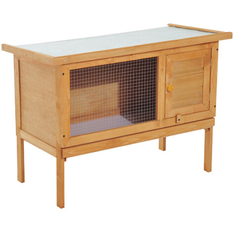 Cabane extérieure grande clapier lapin, pieds surélevés, plateau amovible facile nettoyage, aération, 90x45x65 cm, bois