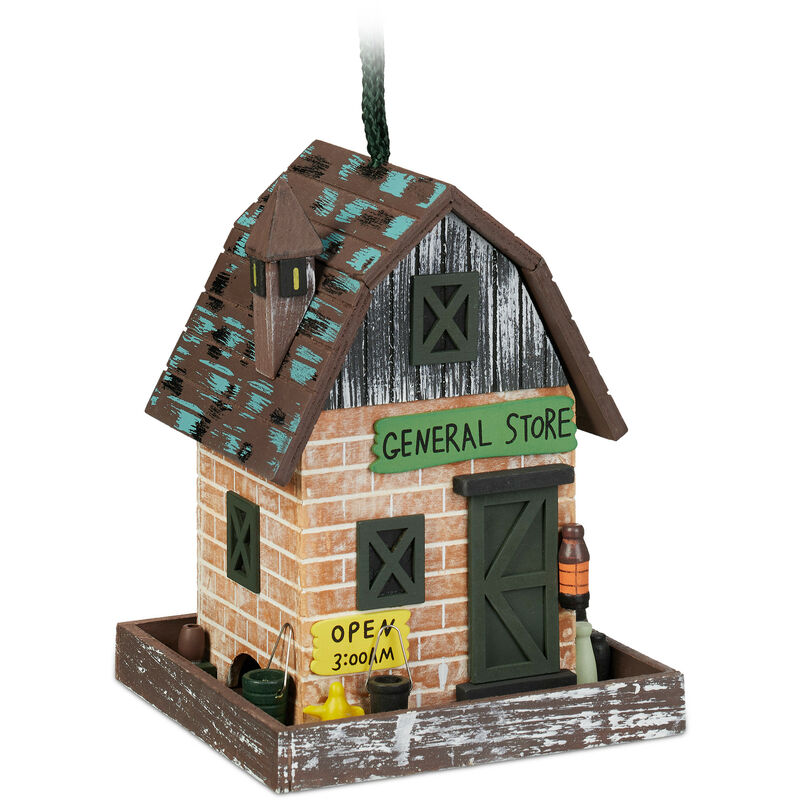Cabane à oiseaux, suspendre, en bois, toit ouvrant, hlp : 23 x 18 x 18 cm, pour jardin et balcon, multicolore - Relaxdays