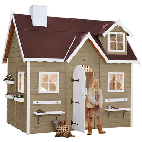 Cabane pour enfant avec lit intérieur BAVIERA. 255 x 175 x 260 hauteur . CABANES GREEN HOUSE.Cabane peinte, transport inclus.