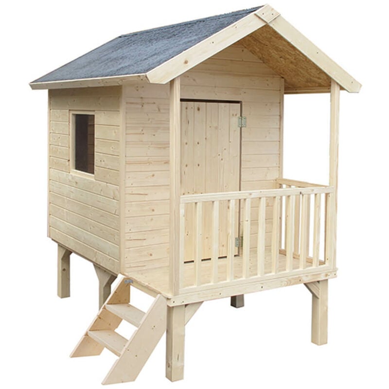 Cabane avec auvent sur pilotis pour enfants kangourou