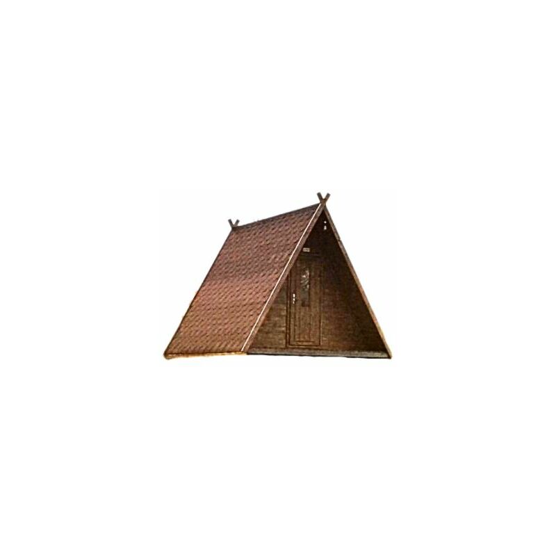 Cabane Tipi épicéa shingle rouge en kit équipée 2 personnes, abri de jardin ou hébergement 3,00 x 2,90 x h 3,00m