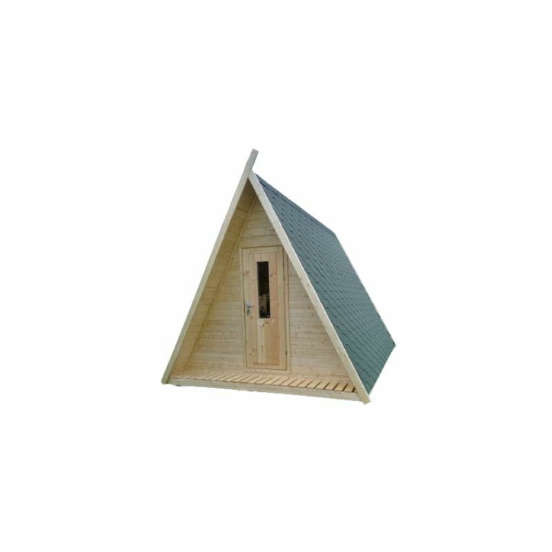 Cabane Tipi épicéa shingle vert en kit, abri de jardin ou hébergement, équipée 2 personnes 3,00 x 2,90 x h 3,00m