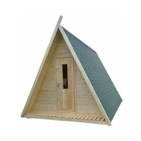 Cabane Tipi épicéa shingle vert en kit, abri de jardin ou hébergement, équipée 2 personnes 3,00 x 2,90 x H 3,00m