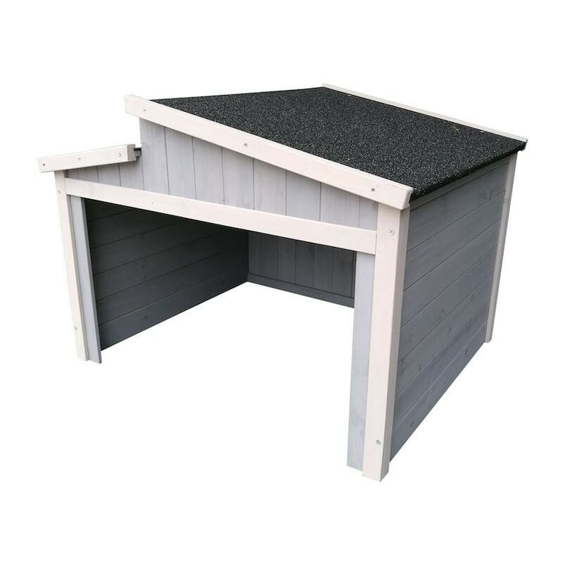 Cabane, toit décalé carport ou garage pour robot tondeuse. En bois gris - Gris