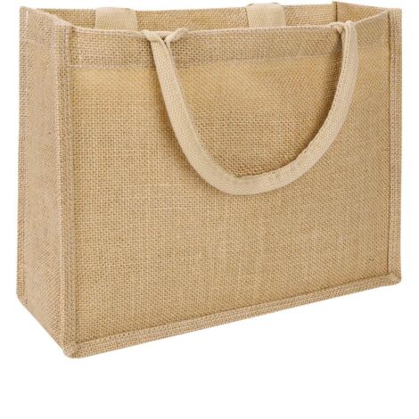 Cabas en Toile de Jute Naturel avec Poignées - Fourre-tout Réutilisable, Pliable pour Courses - Sac Cadeau en Lin pour Rangement et Provisions