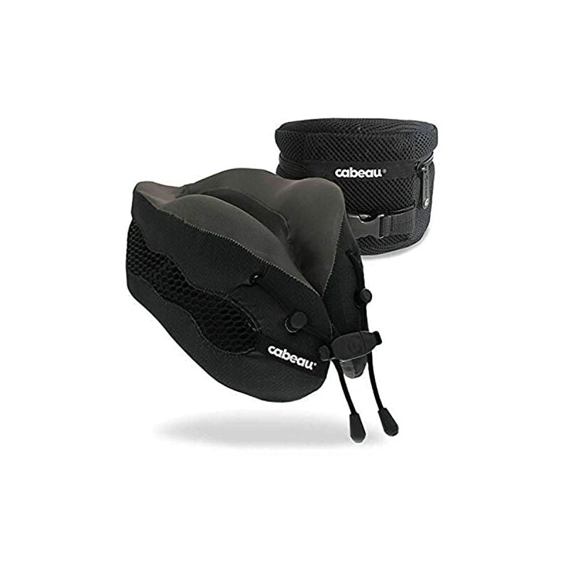 Cabeau Evolution Cool Travel Pillow- The Best Air Circulating Head And Neck Memory Foam Cooling Travel Pillow - Black