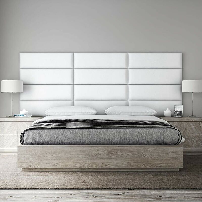 

Cabecera Tapizada Panel Decorativo - Pared Tapizada 91cm Piel Sintética Blanca