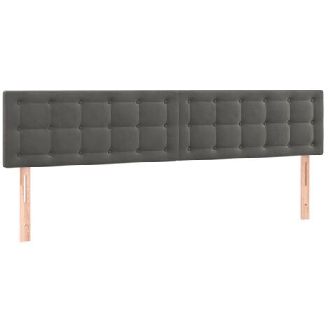 Cabecero accesorio para dormir mueble de dormitorio acolchado 2 piezas 100 x 5 x 78/88 cm tela de terciopelo gris oscuro TDL0206375
