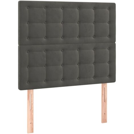Cabecero accesorio para dormir mueble de dormitorio acolchado 2 piezas 100 x 5 x 78/88 cm tela de terciopelo gris oscuro TDL0206383