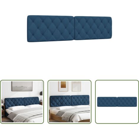 Cabecero acolchado -  Cabecero de cama acolchado tela azul 200 cm