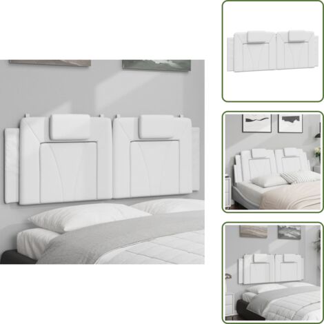 Cabecero acolchado - vidaXL Cabecero de cama acolchado Viana cuero sintético blanco 140 cm - Cabecero de cama blanco