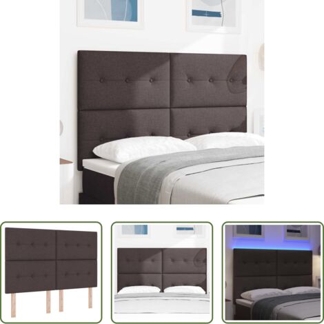 Cabecero ajustable -  Cabecero LED con tiras LED Manual Marrón Oscuro 144 cm tela