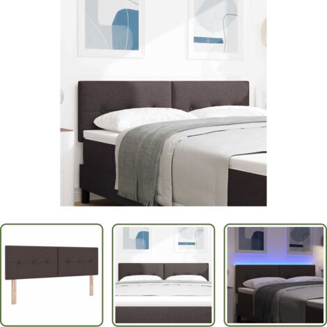 Cabecero ajustable -  Cabecero LED con tiras LED Manual Marrón Oscuro 160 cm tela