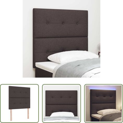 Cabecero ajustable -  Cabecero LED con tiras LED Manual Marrón Oscuro 80 cm tela