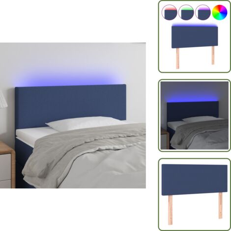 Cabecero ajustable - vidaXL Cabecero con LED de tela azul 100x5x78/88 cm - Tira LED