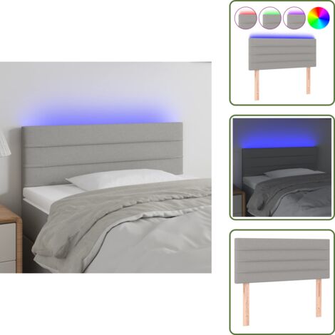 Cabecero ajustable - vidaXL Cabecero con LED de tela gris claro 100x5x78/88 cm - Luz LED