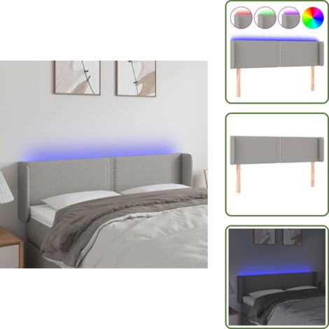 Cabecero ajustable - vidaXL Cabecero con LED de tela gris claro 147x16x78/88 cm - Cabecero de tela