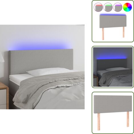 Cabecero ajustable - vidaXL Cabecero con LED de tela gris claro 90x5x78/88 cm - Tira LED