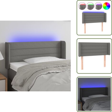 Cabecero ajustable - vidaXL Cabecero con LED de tela gris oscuro 103x16x78/88 cm - Cabecero de tela