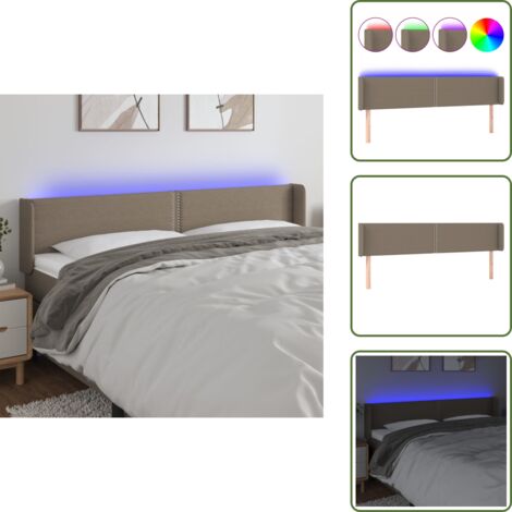 Cabecero ajustable - vidaXL Cabecero con LED de tela gris taupe 203x16x78/88 cm - Cabecero de tela