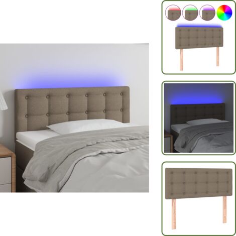 Cabecero ajustable - vidaXL Cabecero con LED de tela gris taupe 80x5x78/88 cm - Tira LED