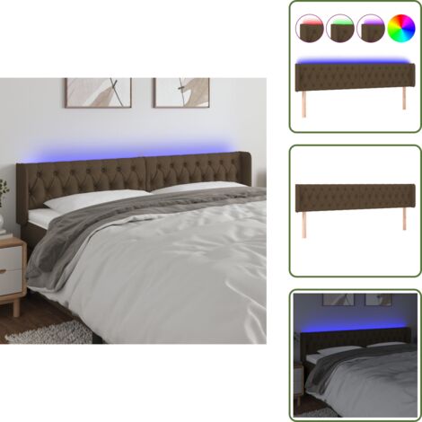 Cabecero ajustable - vidaXL Cabecero con LED de tela marrón oscuro 203x16x78/88 cm - Cabecero de tela