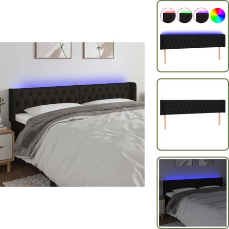 Cabecero ajustable - vidaXL Cabecero con LED de tela negro 203x16x78/88 cm - Tira LED