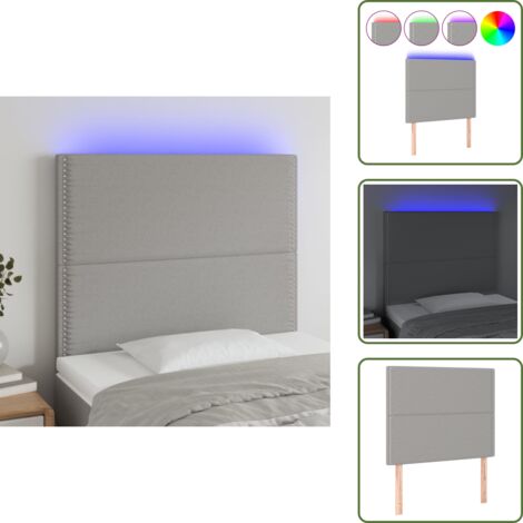 Cabecero ajustable - vidaXL Cabecero con luces LED tela gris claro 100x5x118/128 cm - Cabecero con tira LED