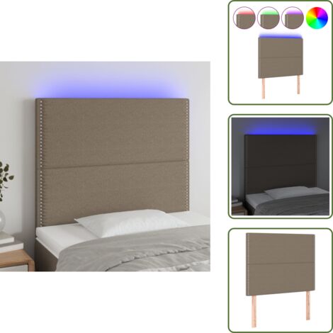 Cabecero ajustable - vidaXL Cabecero con luces LED tela gris taupe 100x5x118/128 cm - Cabecero con tira LED