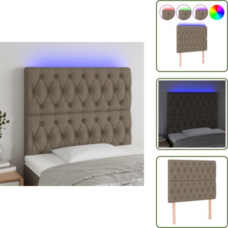 Cabecero ajustable - vidaXL Cabecero con luces LED tela gris taupe 100x7x118/128 cm - Cabecero con tira LED