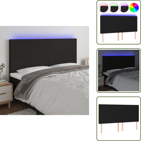 Cabecero ajustable - vidaXL Cabecero con luces LED tela negro 180x5x118/128 cm - Tira LED