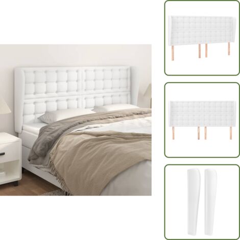 Cabecero ajustable - vidaXL Cabecero con orejas cuero sintético blanco 183x23x118/128cm - Cabecero de cama blanco