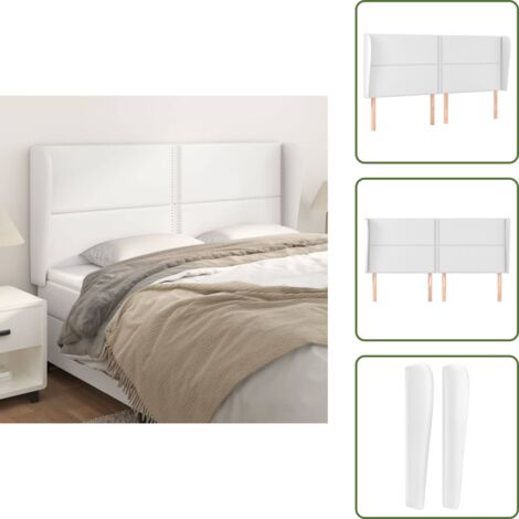 Cabecero ajustable - vidaXL Cabecero con orejas cuero sintético blanco 203x23x118/128 cm - Cabecero de cama blanco