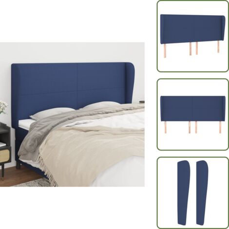 Cabecero ajustable - vidaXL Cabecero con orejas de tela azul 203x23x118/128 cm - Cabecero de madera