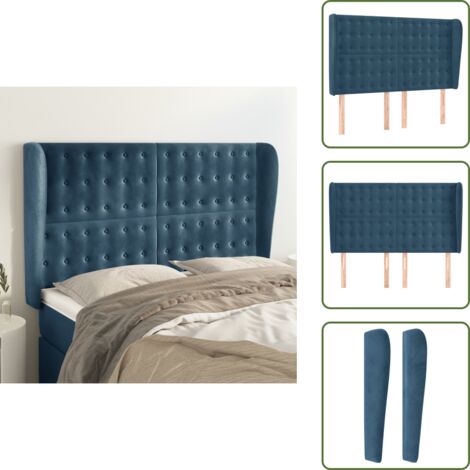 Cabecero ajustable - vidaXL Cabecero con orejas de terciopelo azul oscuro 147x23x118/128 cm - Apoyo para espalda