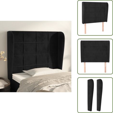 Cabecero ajustable - vidaXL Cabecero con orejas de terciopelo negro 93x23x118/128 cm - Apoyo para espalda