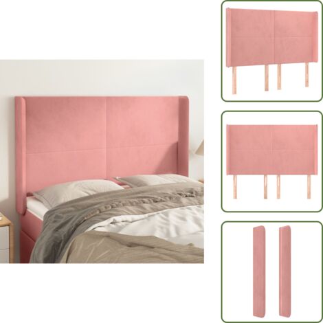 Cabecero ajustable - vidaXL Cabecero con orejas de terciopelo rosa 147x16x118/128 cm - Apoyo para espalda