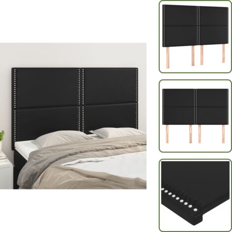 Cabecero ajustable - vidaXL Cabecero de cama negro 144x5x118/128 cm piel sintética - Soporte para espalda