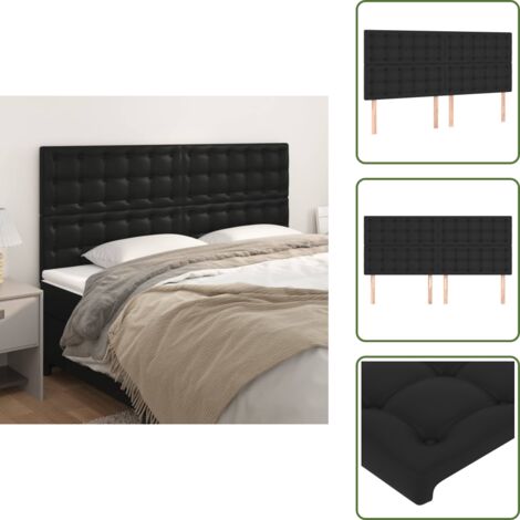 Cabecero ajustable - vidaXL Cabecero de cama negro 160x5x118/128 cm piel sintética - Soporte para espalda
