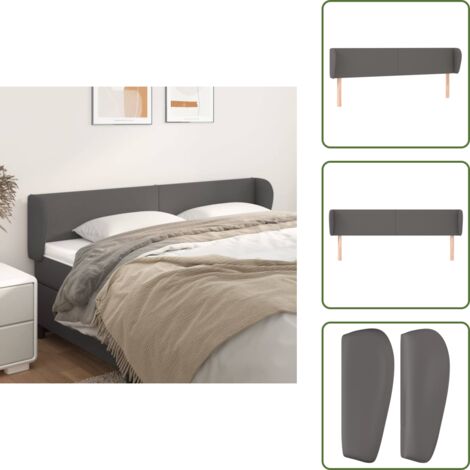 Cabecero ajustable - vidaXL Cabecero de cuero sintético gris 183x23x78/88 cm - Cabecero de cama con orejas