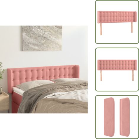 Cabecero ajustable - vidaXL Cabecero de terciopelo rosa 147x16x78/88 cm - Cabecero de cama con orejas