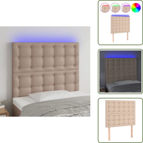Cabecero ajustable - vidaXL Cabecero luces LED cuero sintético capuchino 100x5x118/128cm - Tira LED