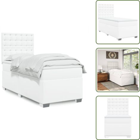 Cabecero ajustable - vidaXL Cama box spring con colchón cuero sintético blanco 80x200 cm - Soporte óptimo