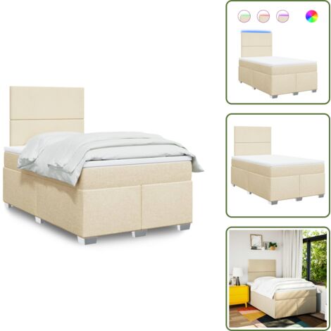Cabecero ajustable - vidaXL Cama box spring con colchón tela color crema 120x200 cm - Colchón de muelles