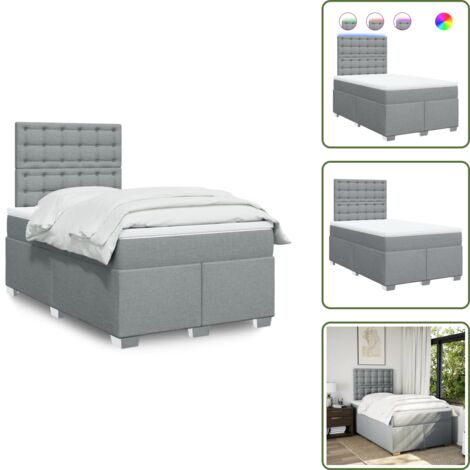 Cabecero ajustable - vidaXL Cama box spring con colchón tela gris claro 120x190 cm - Colchón de muelles