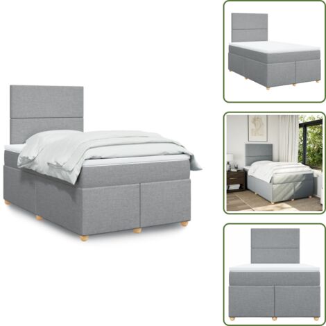 Cabecero ajustable - vidaXL Cama box spring con colchón tela gris claro 120x200 cm - Colchón ensacado