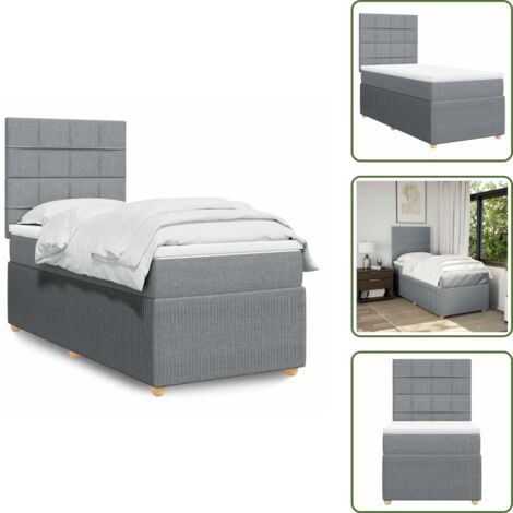 Cabecero ajustable - vidaXL Cama box spring con colchón tela gris claro 80x200 cm - Colchón ensacado
